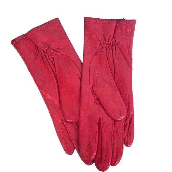 Woman's Grandoe soft Leather Gloves size 7 knit lined Red - Picture 1 of 12